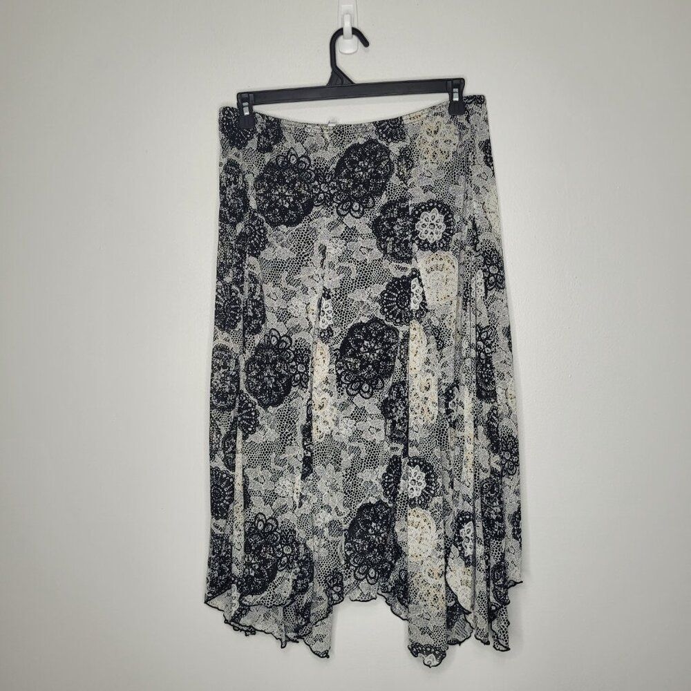 Vintage y2k Fashion Bug dark boho celestial pull on asymmetrical hem skirt L - Picture 3 of 7